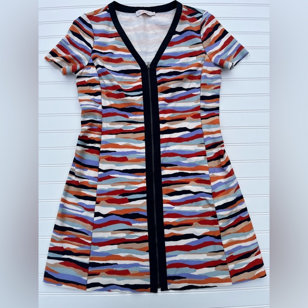 Tory Burch Vienna Zip-Up Mini Dress | Size M | Multicolor Abstract Print